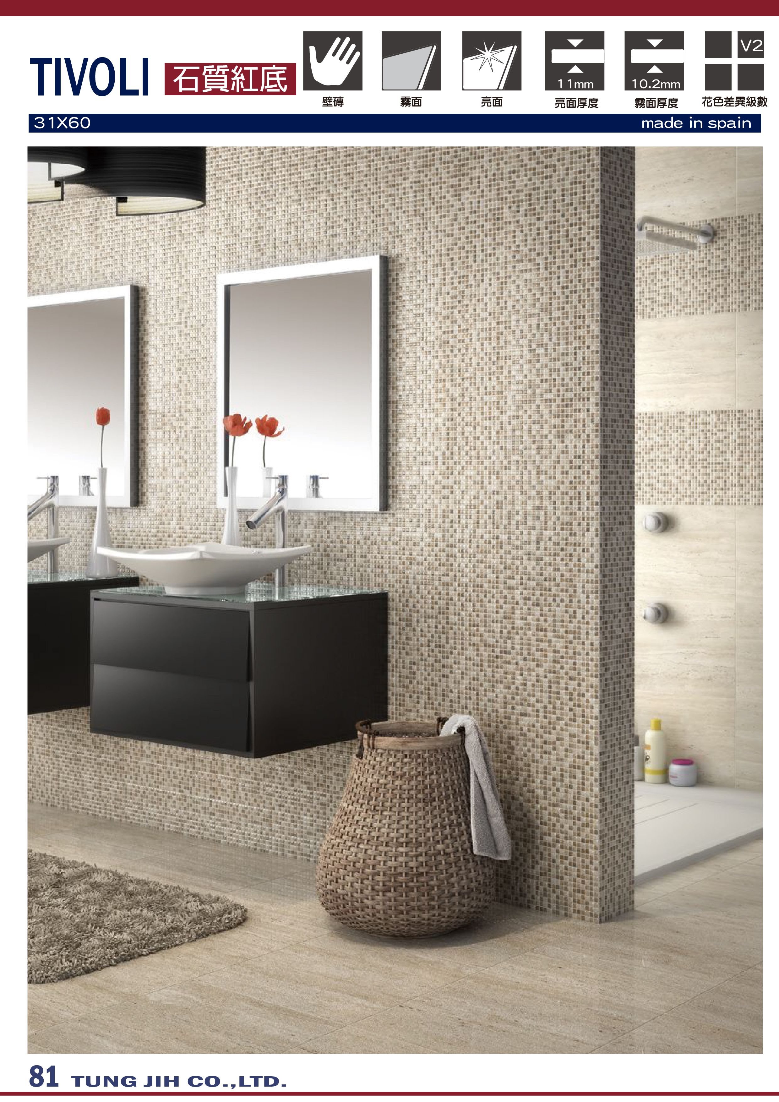 東億國際建材 西班牙進口磁磚 壁磁磚系列產品tivoli 產品介紹 東億國際建材 歐洲第一大品牌屋瓦cobert總代理 西班牙進口磁磚 日本 珪藻土