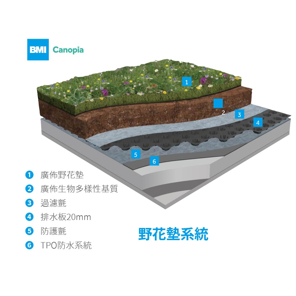 BMI_綠屋頂系統Green Roof 3|以BMI_TPO防水系統為基底打造空中花園